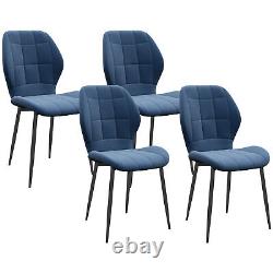 HOMCOM Modern Style Kitchen Chairs Set of 4 with Flannel Upholstered, Dark Blue