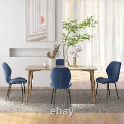 HOMCOM Modern Style Kitchen Chairs Set of 4 with Flannel Upholstered, Dark Blue