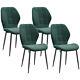 Homcom Modern Style Kitchen Chairs Set Of 4 With Flannel Upholstered, Dark Green