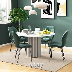 HOMCOM Modern Style Kitchen Chairs Set of 4 with Flannel Upholstered, Dark Green