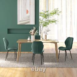 HOMCOM Modern Style Kitchen Chairs Set of 4 with Flannel Upholstered, Dark Green