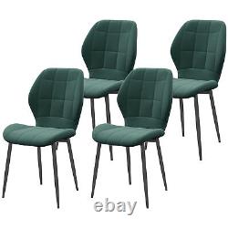 HOMCOM Modern Style Kitchen Chairs Set of 4 with Flannel Upholstered, Dark Green