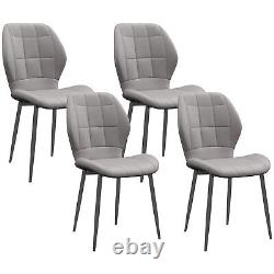 HOMCOM Modern Style Kitchen Chairs Set of 4 with Flannel Upholstered, Light Grey