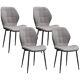 Homcom Modern Style Kitchen Chairs Set Of 4 With Flannel Upholstered, Light Grey