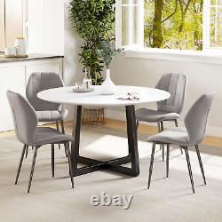 HOMCOM Modern Style Kitchen Chairs Set of 4 with Flannel Upholstered, Light Grey