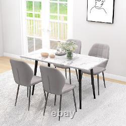 HOMCOM Modern Style Kitchen Chairs Set of 4 with Flannel Upholstered, Light Grey