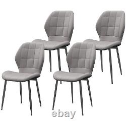 HOMCOM Modern Style Kitchen Chairs Set of 4 with Flannel Upholstered, Light Grey