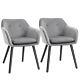 Homcom Modern Upholstered Fabric Bucket Seat Dining Armchairs Set Of 2 Grey