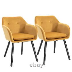 HOMCOM Modern Upholstered Fabric Bucket Seat Dining Armchairs Set of 2 Yellow