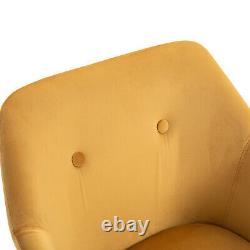 HOMCOM Modern Upholstered Fabric Bucket Seat Dining Armchairs Set of 2 Yellow