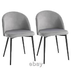 HOMCOM Modern Upholstered Fabric Bucket Seat Dining Chairs Set of 2 Grey