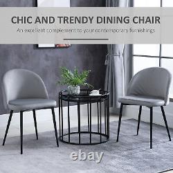 HOMCOM Modern Upholstered Fabric Bucket Seat Dining Chairs Set of 2 Grey