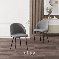 HOMCOM Modern Upholstered Fabric Bucket Seat Dining Chairs Set of 2 Grey