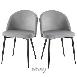 HOMCOM Modern Upholstered Fabric Bucket Seat Dining Chairs Set of 2 Grey