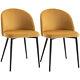 Homcom Modern Upholstered Fabric Bucket Seat Dining Chairs Set Of 2 Yellow