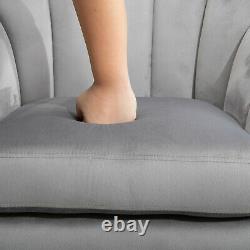 HOMCOM Velvet Fabric Single Sofa Dining Chair Solid Wood Leg Upholstered Grey