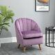 Homcom Velvet Fabric Single Sofa Dining Chair Solid Wood Leg Upholstered Purple
