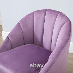 HOMCOM Velvet Fabric Single Sofa Dining Chair Solid Wood Leg Upholstered Purple