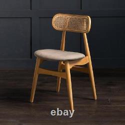 Halas Dining Chair Grey Fabric Upholstered Seat with Natural Wooden Beech Base