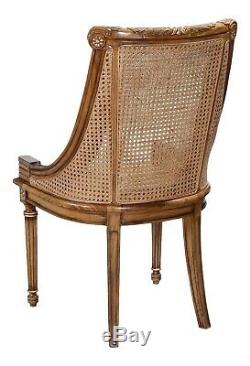 Hampton Dining / Side Chair with Rattan Cream Linen Upholstered Cushion CHRW004