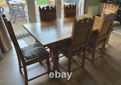 Hardwood Dining Table + 6 Upholstered Chairs