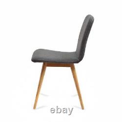 Heals Ena Chair Oak Facet Grey Felt Soft Upholstered Seat Turned Legs RRP £401