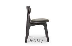 Heals Slab Side Dining Chair Solid Oak Black Lacquered Upholstered RRP £580