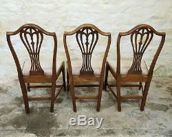 Hepplewhite Georgian Set of 6 Mahogany Upholstered Dining Chairs (Chippendale)