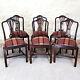 Hepplewhite Set Of 6 Mahogany Tartan Weave Upholstered Dining Chairs Late C19th