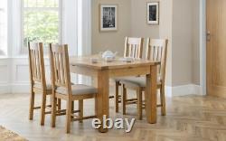 Hereford Dining Chair x2 in Waxed Oak Finish Fabric Seat Priced per Pair