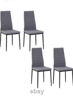 High Back Dining Chairs Modern Upholstered Linen-Touch Fabric Accent Chairs