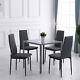 High Back Dining Chairs Upholstered Linen-touch Fabric Accent Chairs Set Of 4