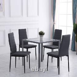 High Back Dining Chairs Upholstered Linen-Touch Fabric Accent Chairs Set of 4