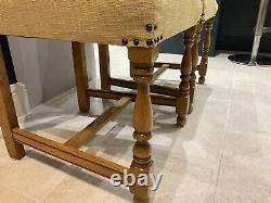 High backed French Oak dining chairs Upholstered X 2