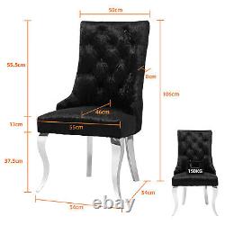 Ice Velvet Upholstered Dining Chairs Tufted Chair Stool Palace High Back Chairs