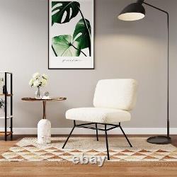 Industrial Style Sherpa Single Sofa Upholstered Seats Dining Chair With Metal Legs