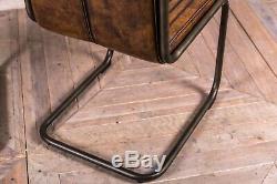 Industrial Style Upholstered Dining Chair Leather Look Kitchen Chairs In Brown