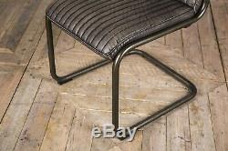 Industrial Style Upholstered Dining Chair Leather Look Kitchen Chairs In Grey
