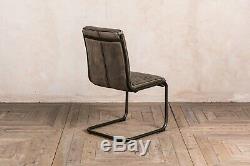 Industrial Style Upholstered Dining Chair Leather Look Kitchen Chairs In Grey