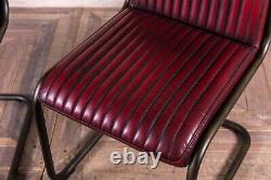 Industrial Style Upholstered Dining Chair Leather Look Kitchen Chairs In Red