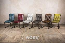 Industrial Style Upholstered Dining Chair Leather Look Kitchen Chairs In Red