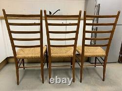 Italian Ladder Back Dining Chairs Rush Seats style Gio Ponti Vintage Mid Century