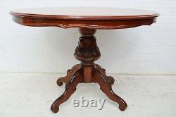 Italian Style Inlaid Dining Table And 4 Button Upholstered Dining Chairs