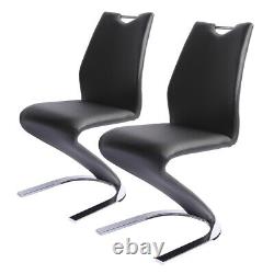 JIEXI 2PC Modern PU Leather Armless Ergnomic Chair Dining Kitchen Room Steel Leg
