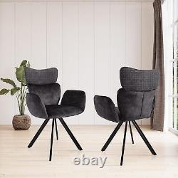 Jiexi Set of 2 Modern Dining ArmChairs with Metal Leg for Living Kitchen Room
