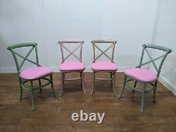 Job Lot 48 Newly upholstered Solid Wood Cross Back Dining Side Chairs Restaurant