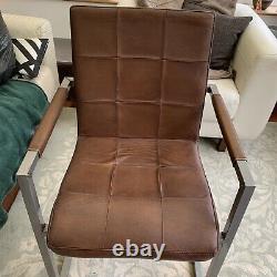 John Lewis Classico Leather Office/Dining Chair, Steel & Tan Great Condition