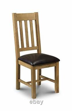 Julian Bowen Astoria Solid Oak Waxed Finish Wood 2 Dining Chairs Faux Leather