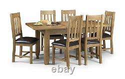 Julian Bowen Astoria Solid Oak Waxed Finish Wood 2 Dining Chairs Faux Leather