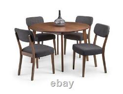 Julian Bowen Farringdon Dining Range, Circular Table and Chair Walnut & Grey